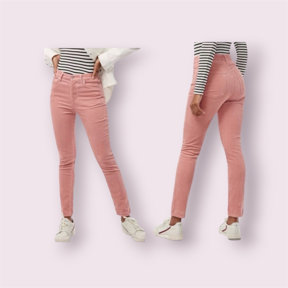 Citizens Of Humanity Olivia High Rise Slim Ankle Button Fly Corduroy Jeans Pink